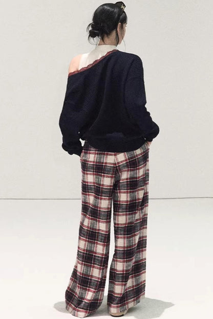Silk-Gloss Wool Lace Sweater Set-Up