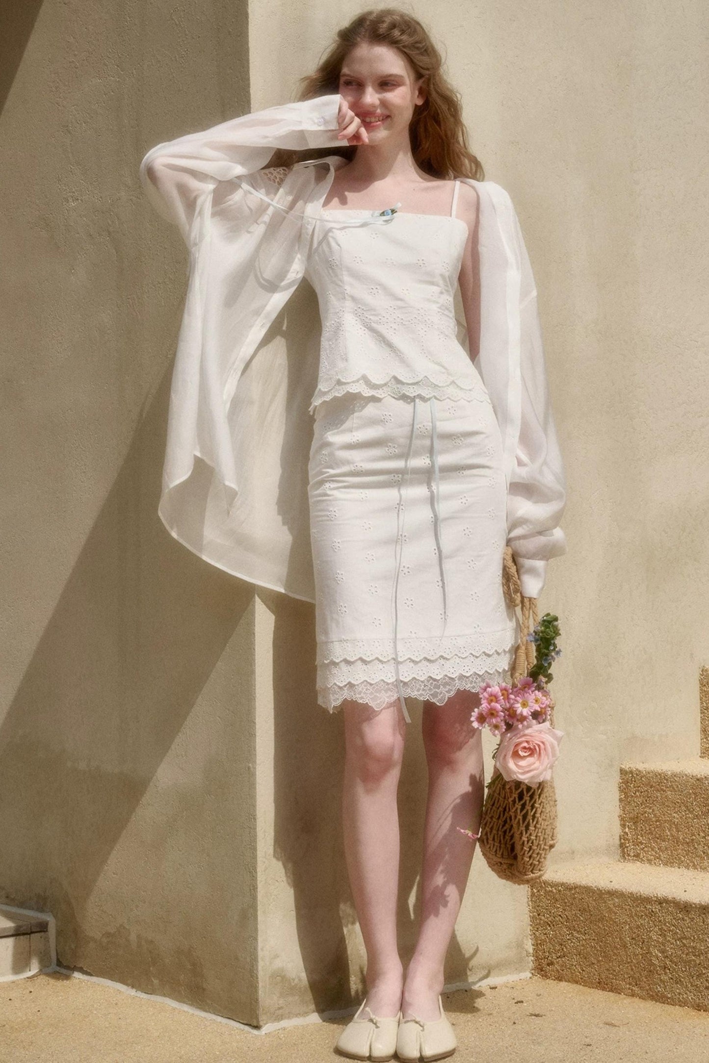 White Jasmine Cotton Embroidered Set-Up