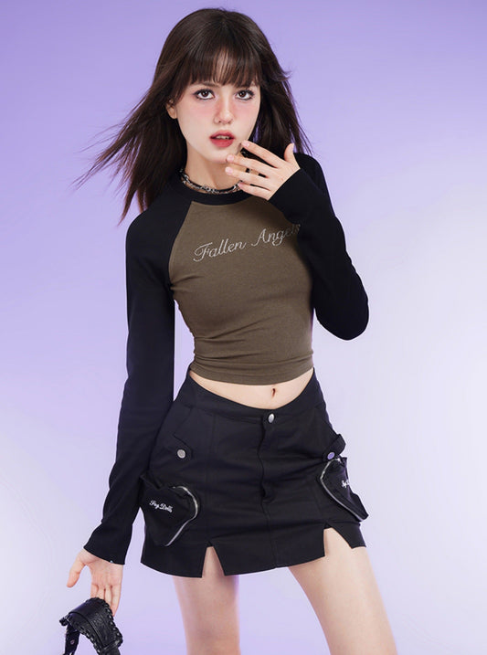 Long Sleeve Chest Lettering T-Shirt Dress