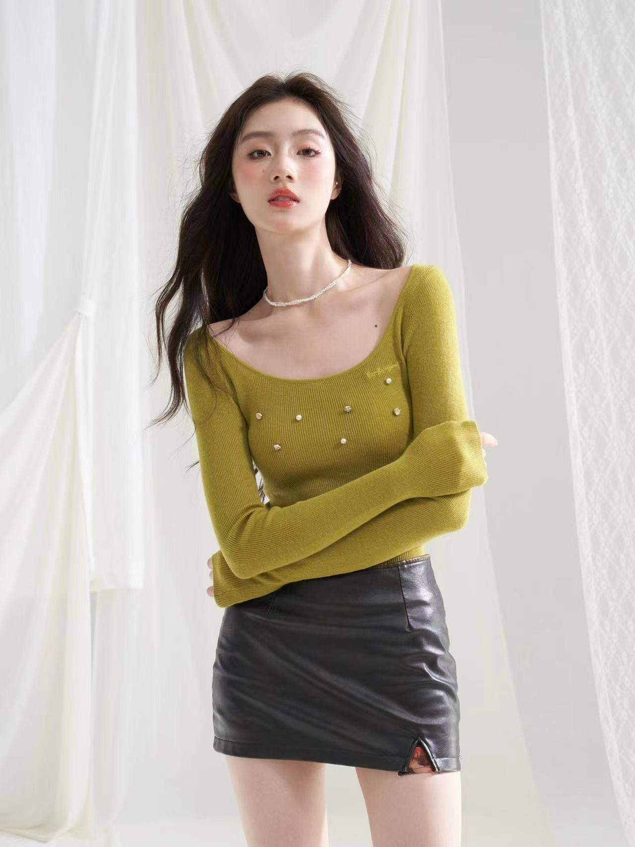 RunRunSweet wool knit slim long sleeve top