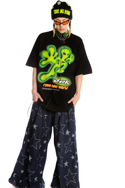 Retro Alien Streetwear Oberteil 