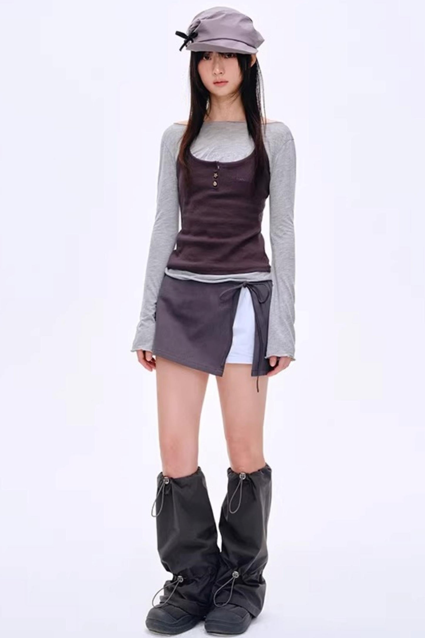 Side Slit Bow Pants Skirt
