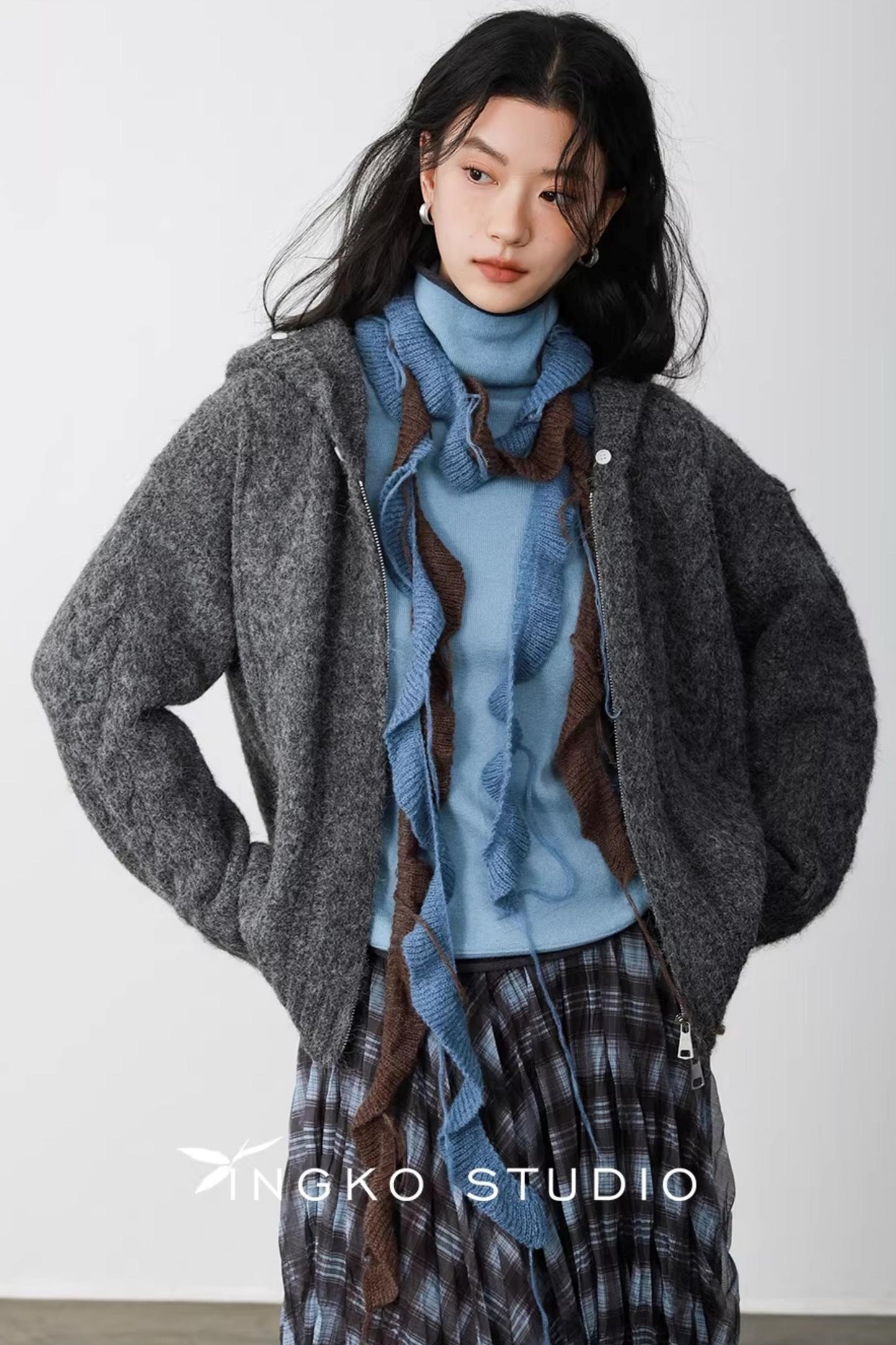 Misty Blue Latte Scarf