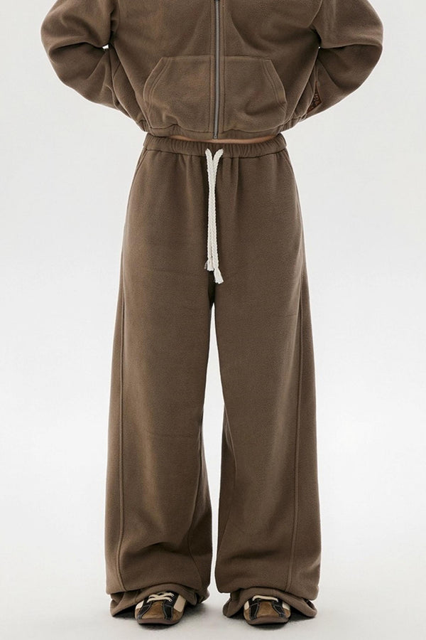 Khaki Fleece Bunny Ear Cardigan Set-Up