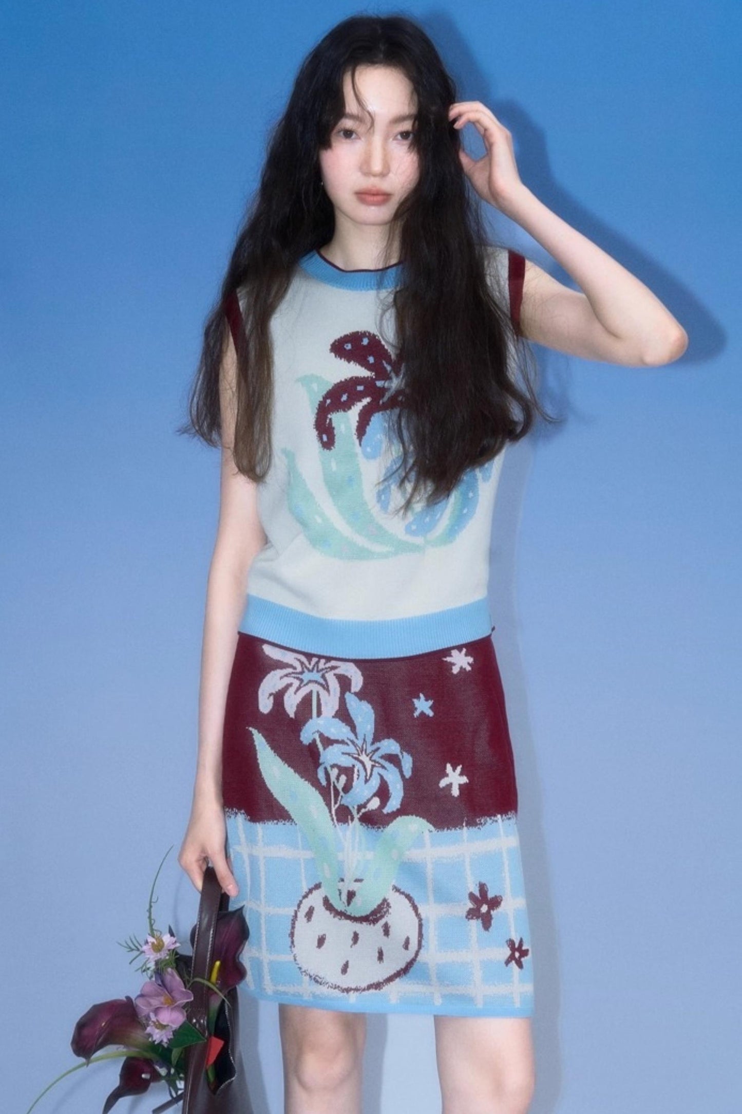 Original Lily Jacquard Tencel Vest Skirt Set-Up