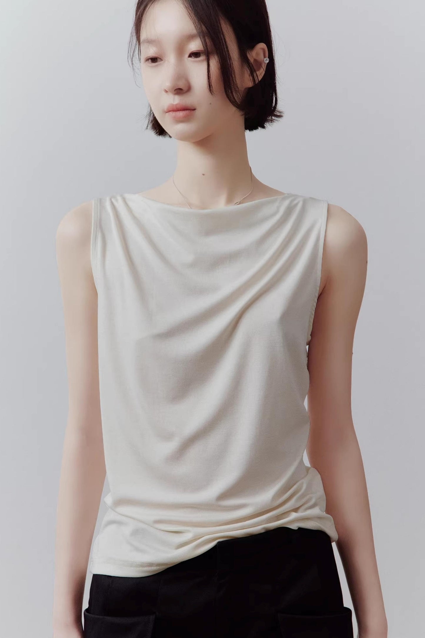 Draped Off-Shoulder Slimming Top