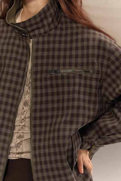 Linen Plaid Double Sided Jacket