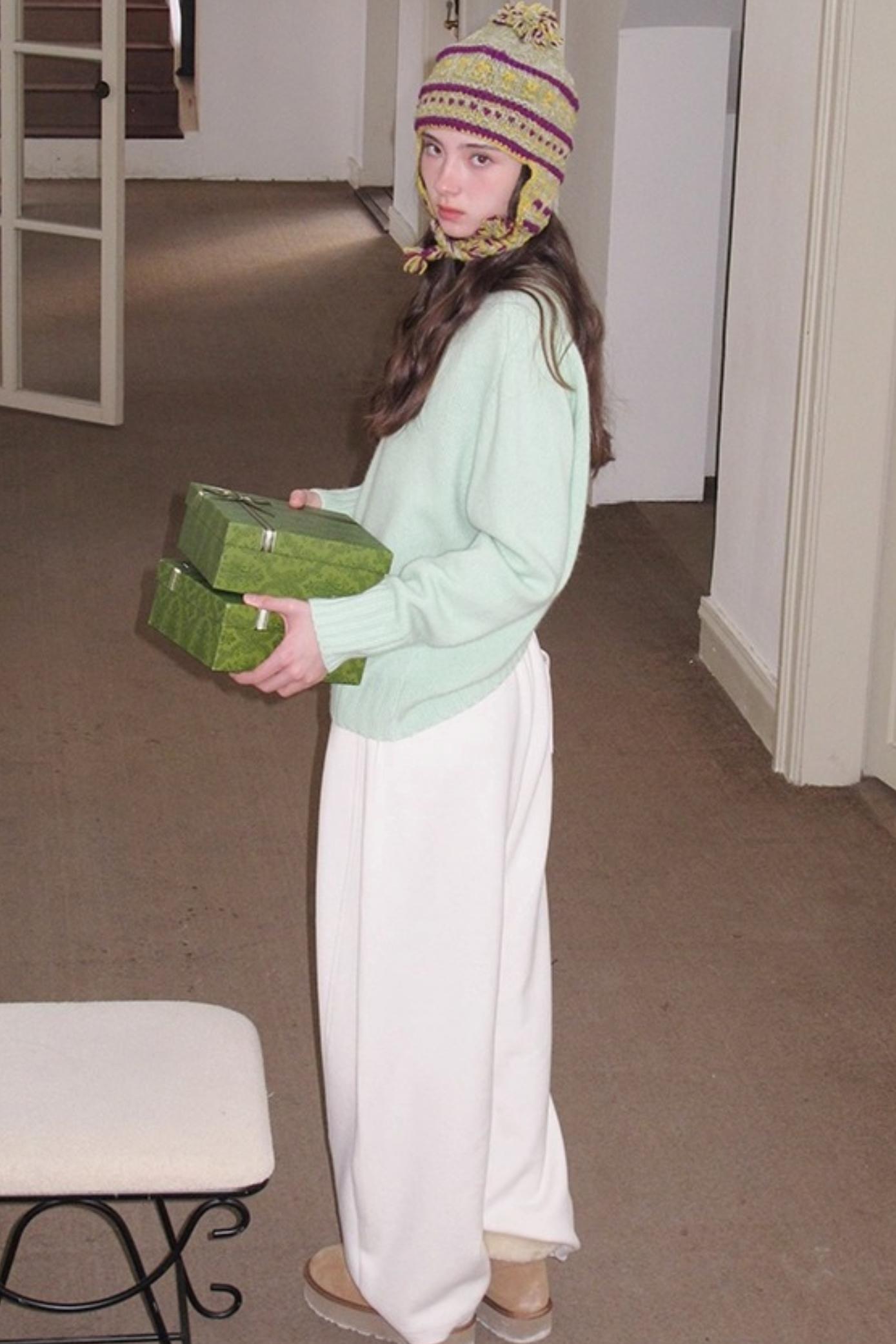 Fleece Mist Elastic Waist Knit Pants