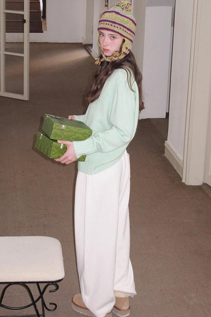 Fleece Mist Elastic Waist Knit Pants