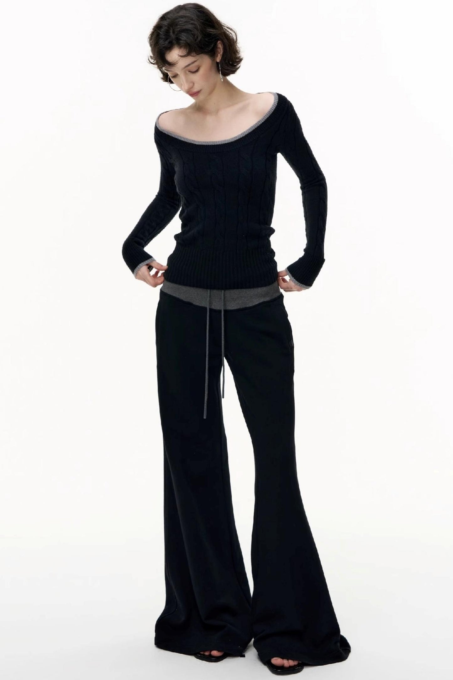 Flared Cotton Wide-Waisted Sweatpants