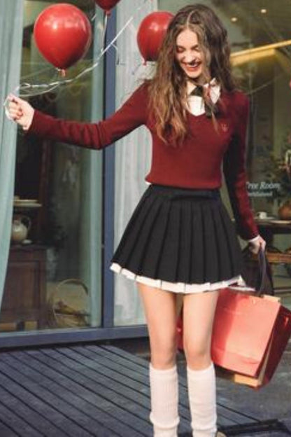 High-Waisted A-Line Pleated Skirt