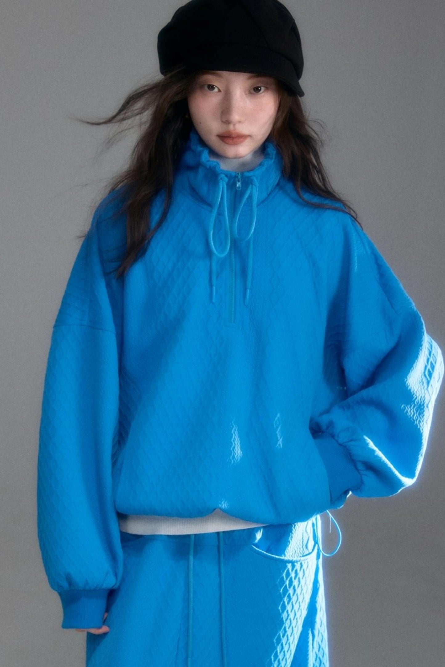 Moroccan Quilted Texture Sweatshirt Skirt Set-Up