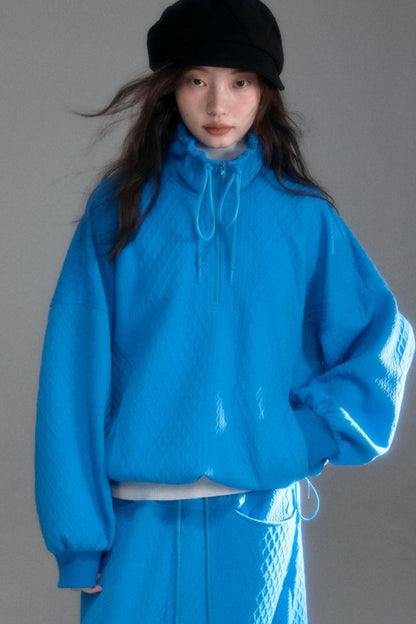 Moroccan Quilted Texture Sweatshirt Skirt Set-Up