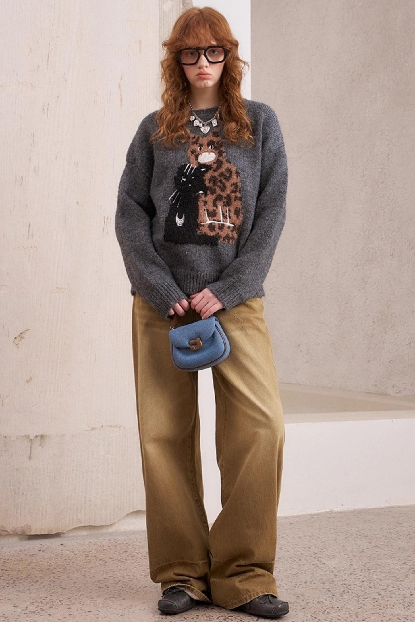 Embroidered Crew Neck Sweater