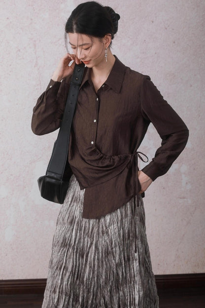 Autumn Acetate Chinese Shirt