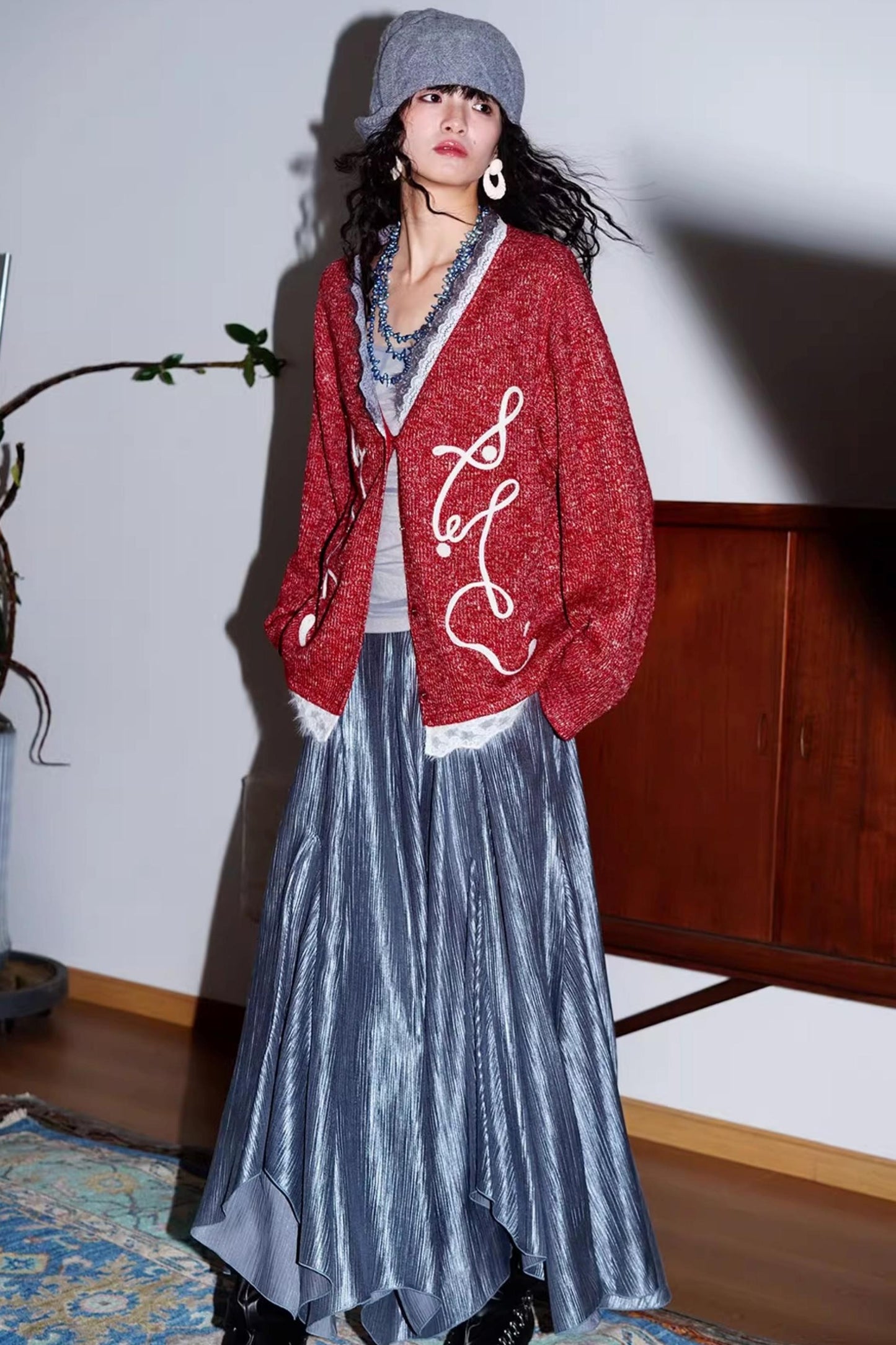 Retro Lace Knitted Cardigan