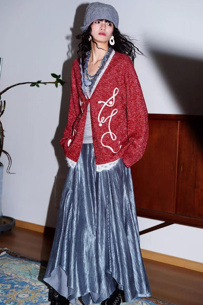 Retro Lace Knitted Cardigan