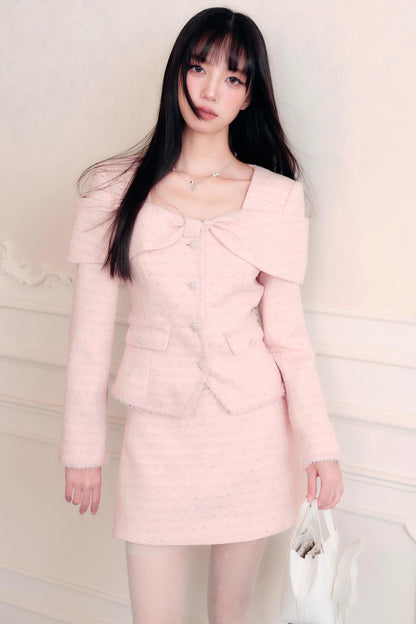 Pink French Tweed Skirt Set-Up