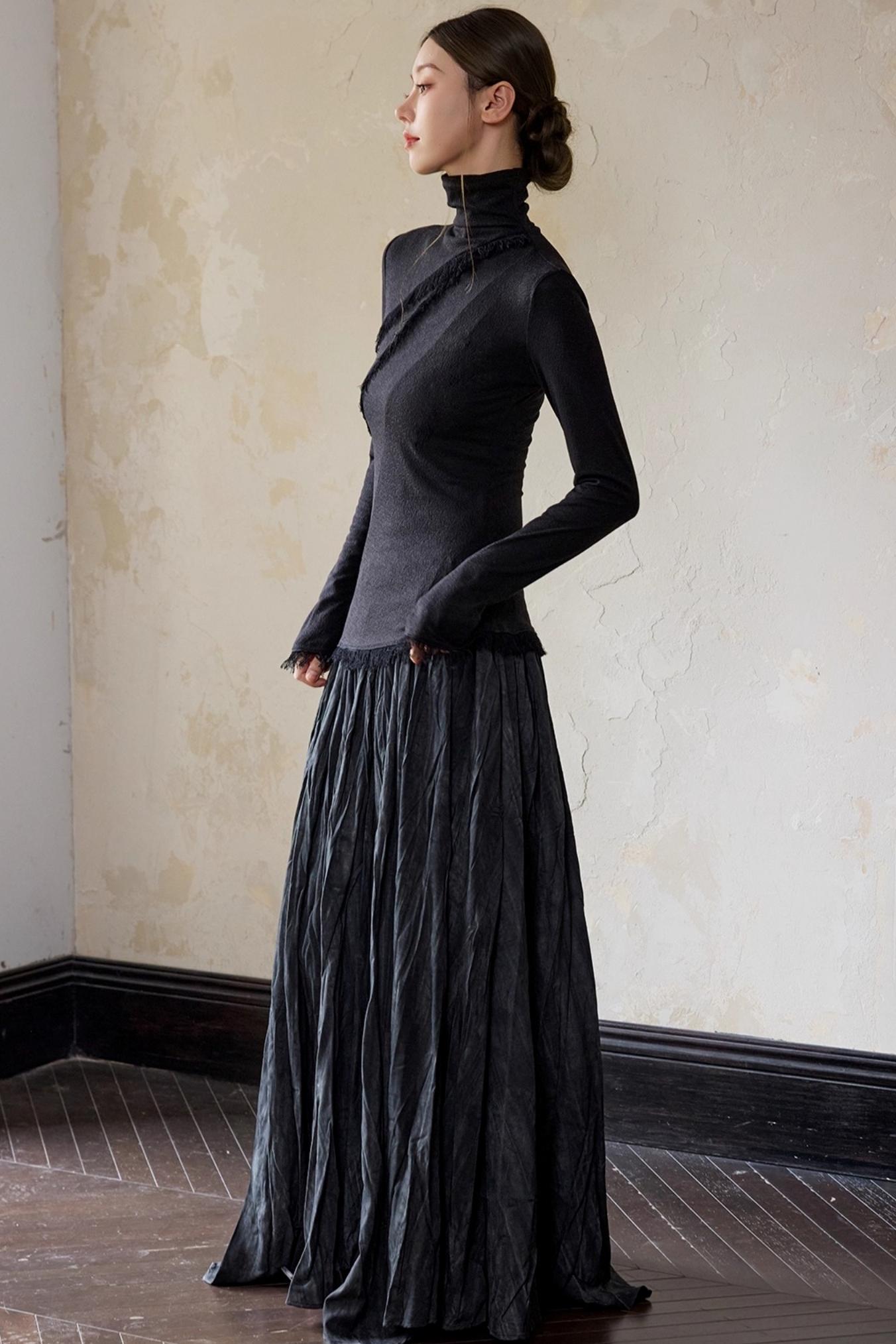 White Wool Turtleneck Knit Top