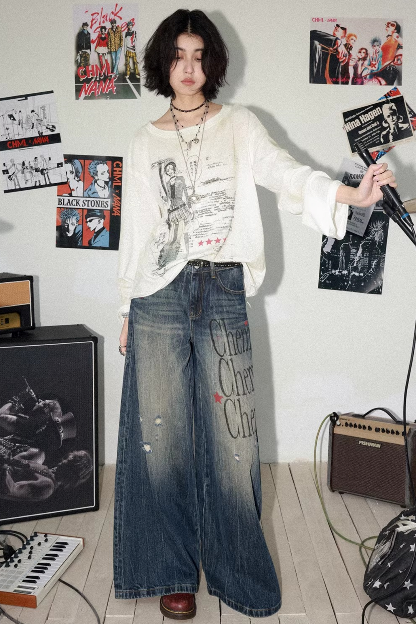 Vintage Distressed Printed Top
