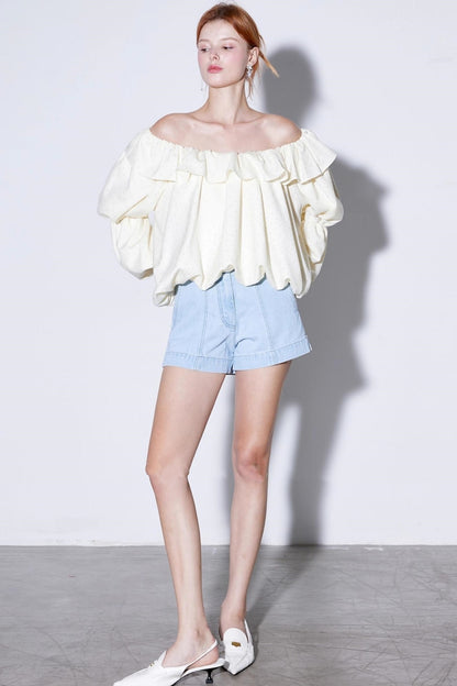 French Diamond Lantern Sleeve Shirt