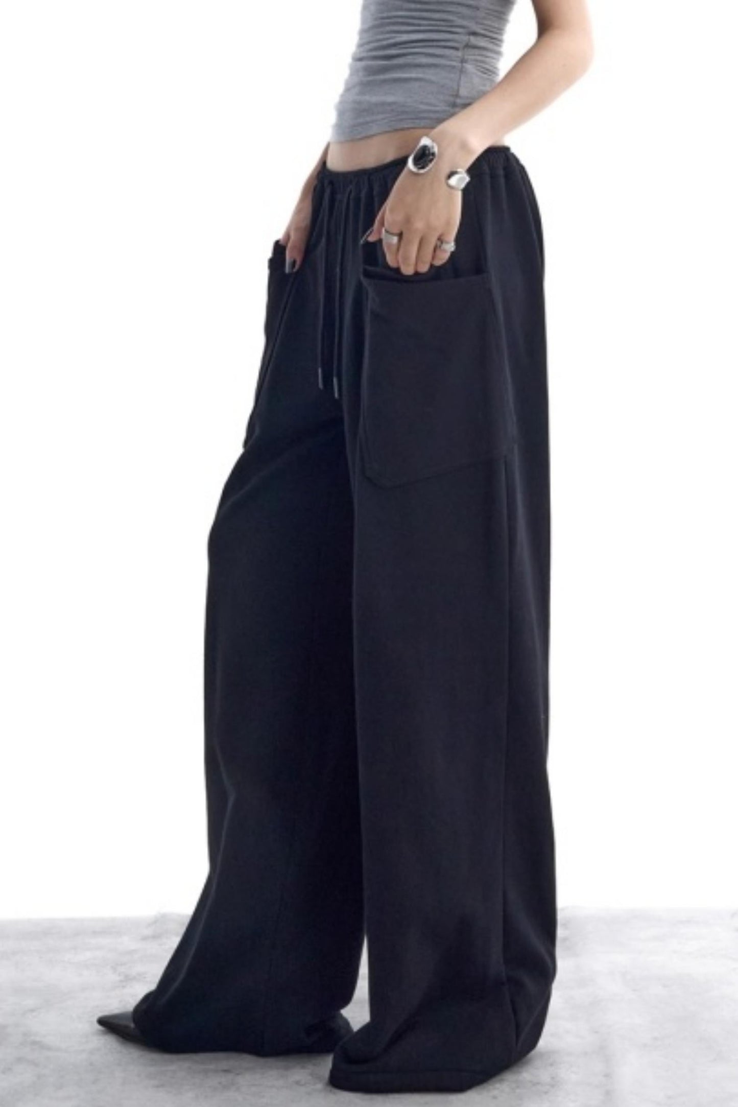 Double-Layer Black Sweatpants