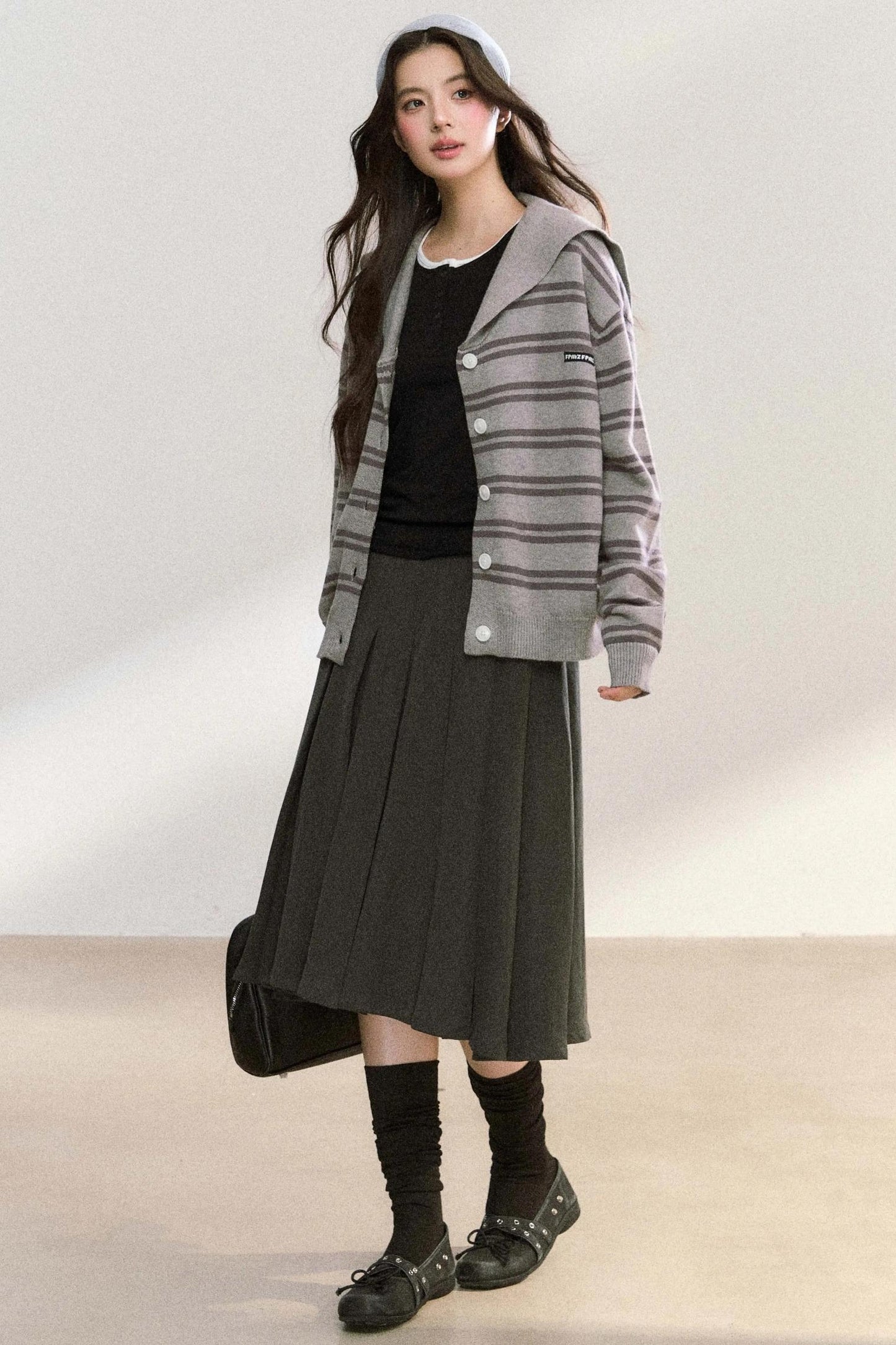 Striped Basic Cardigan Sweater