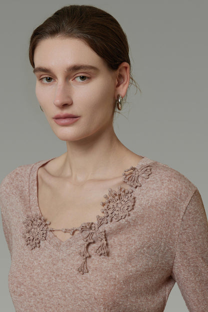 3D Crochet Patchwork Knitwear Top