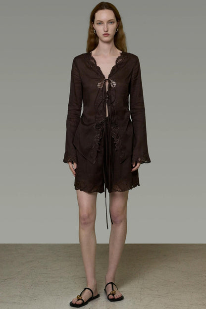 Embroidered Sun Protection Blouse Set-Up