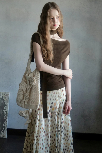 Artistic Polka Dot Asymmetrical Skirt