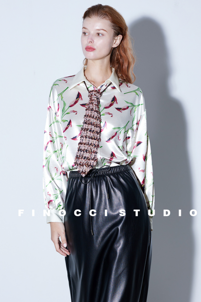 Artistic Calla Lily Satin Blouse