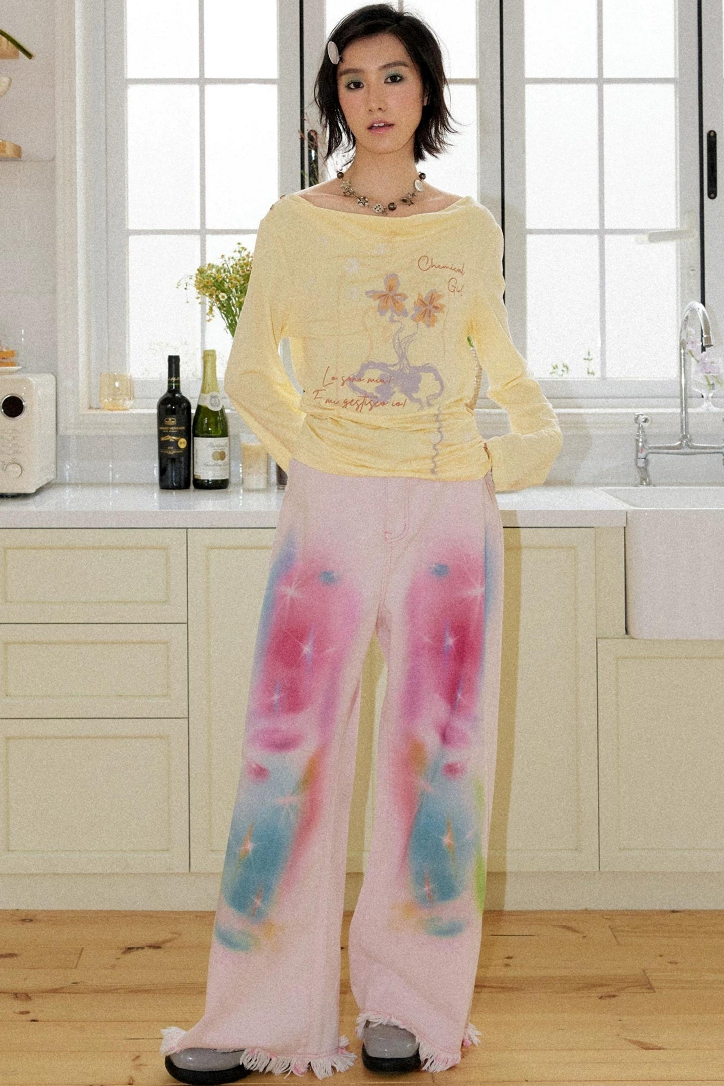 Light Pink Universe Denim Pants