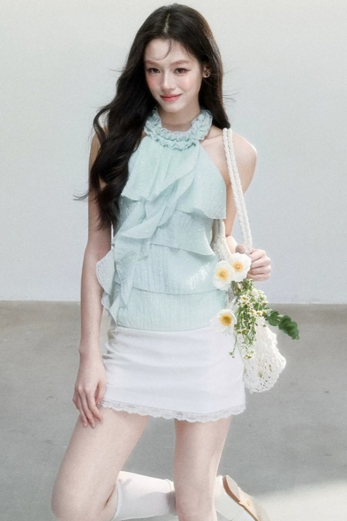 Mint Green Polka Dot Top Set-Up