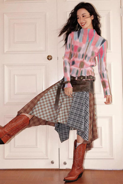 Leather Patchwork Skirt