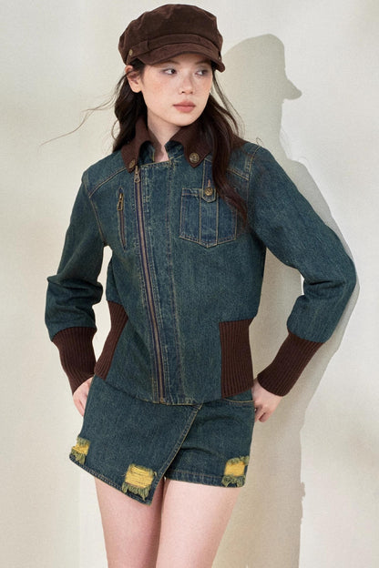 Vintage Denim Cropped Jacket Set-Up