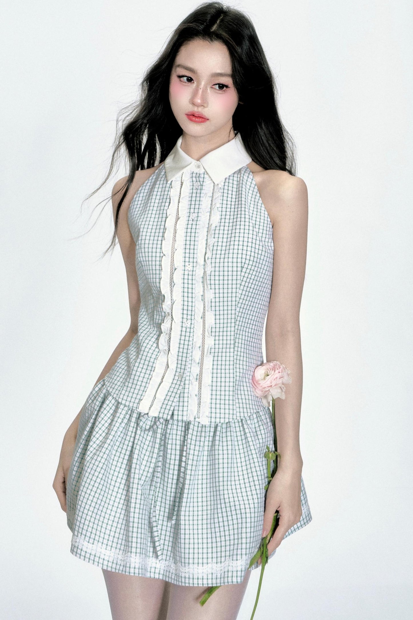 Lime Mint Green Check Set-Up