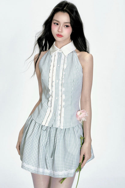 Lime Mint Green Check Set-Up