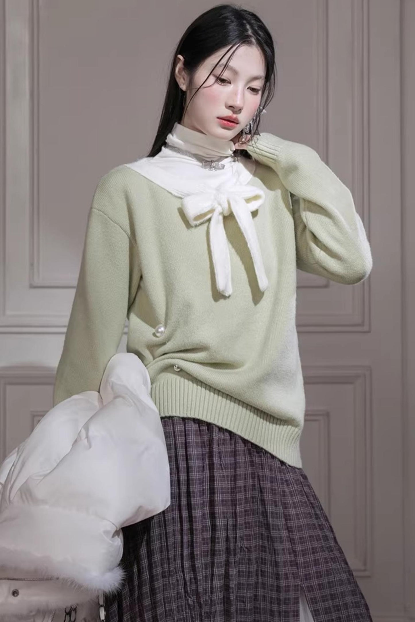 Winter-Woll-Farbblock-Pullover