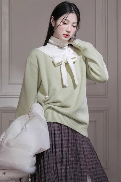 Winter-Woll-Farbblock-Pullover