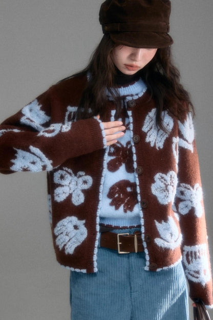 Velvet Jacquard Cardigan Set-Up