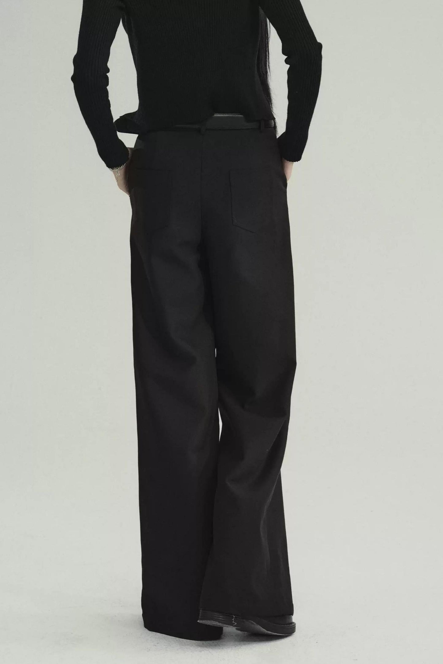 Draped Straight-Leg Commuter Pants