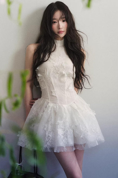 화이트 레이스 오프숄더 원피스