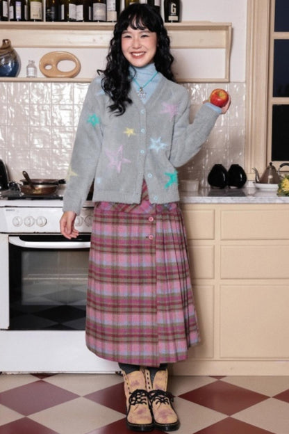 Wool Plaid A-Line Skirt