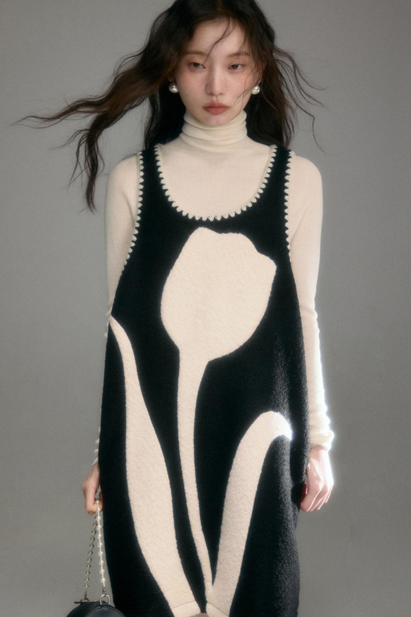 Little Tulip Flower Woolen Vest Dress