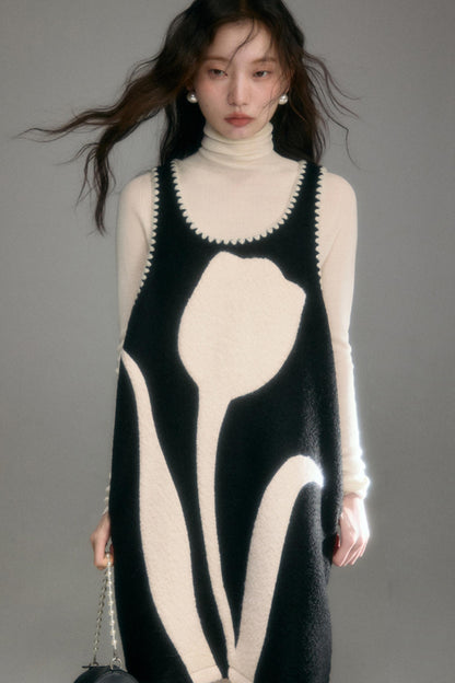 Little Tulip Flower Woolen Vest Dress
