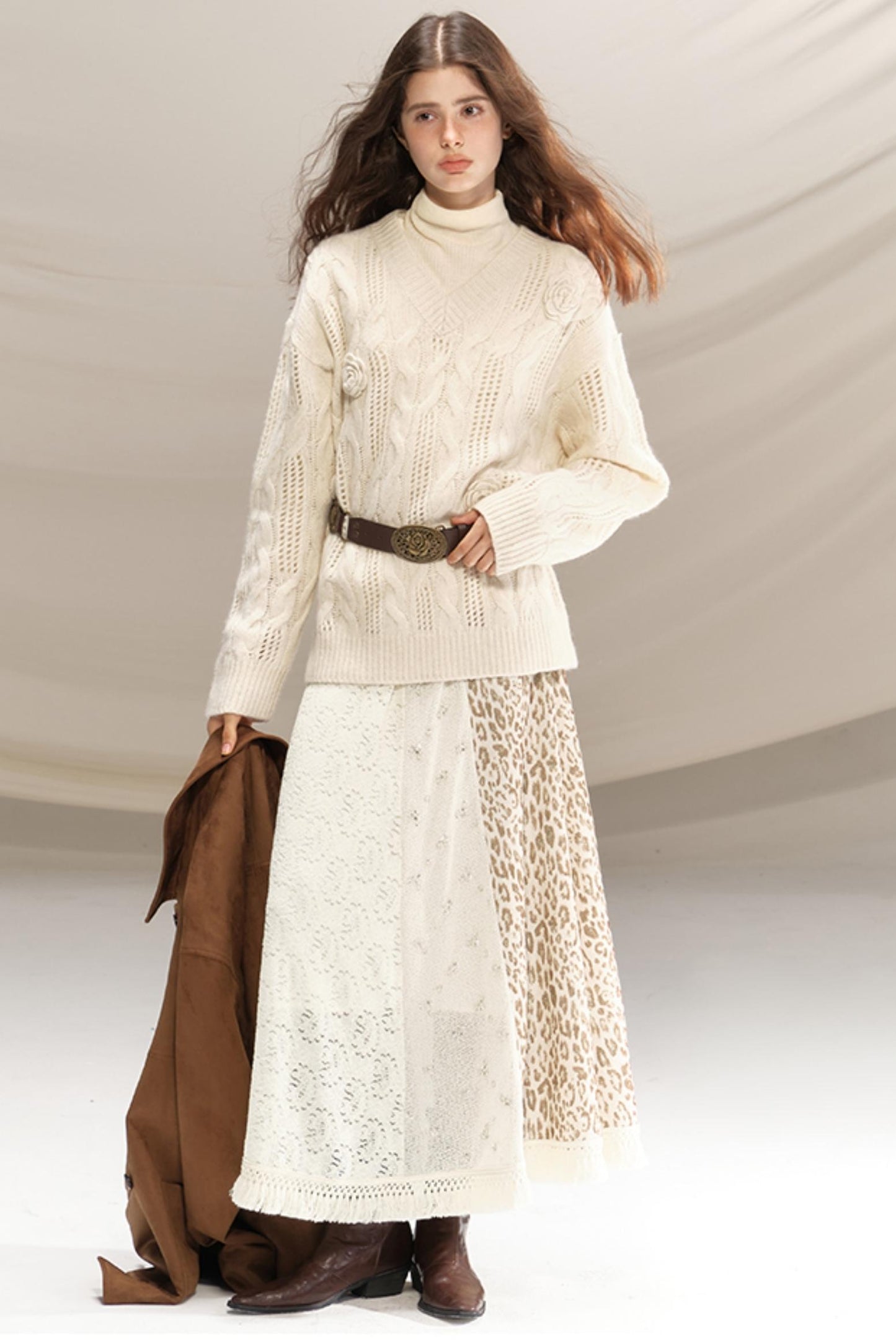 Beaded Silk Leopard Skirt