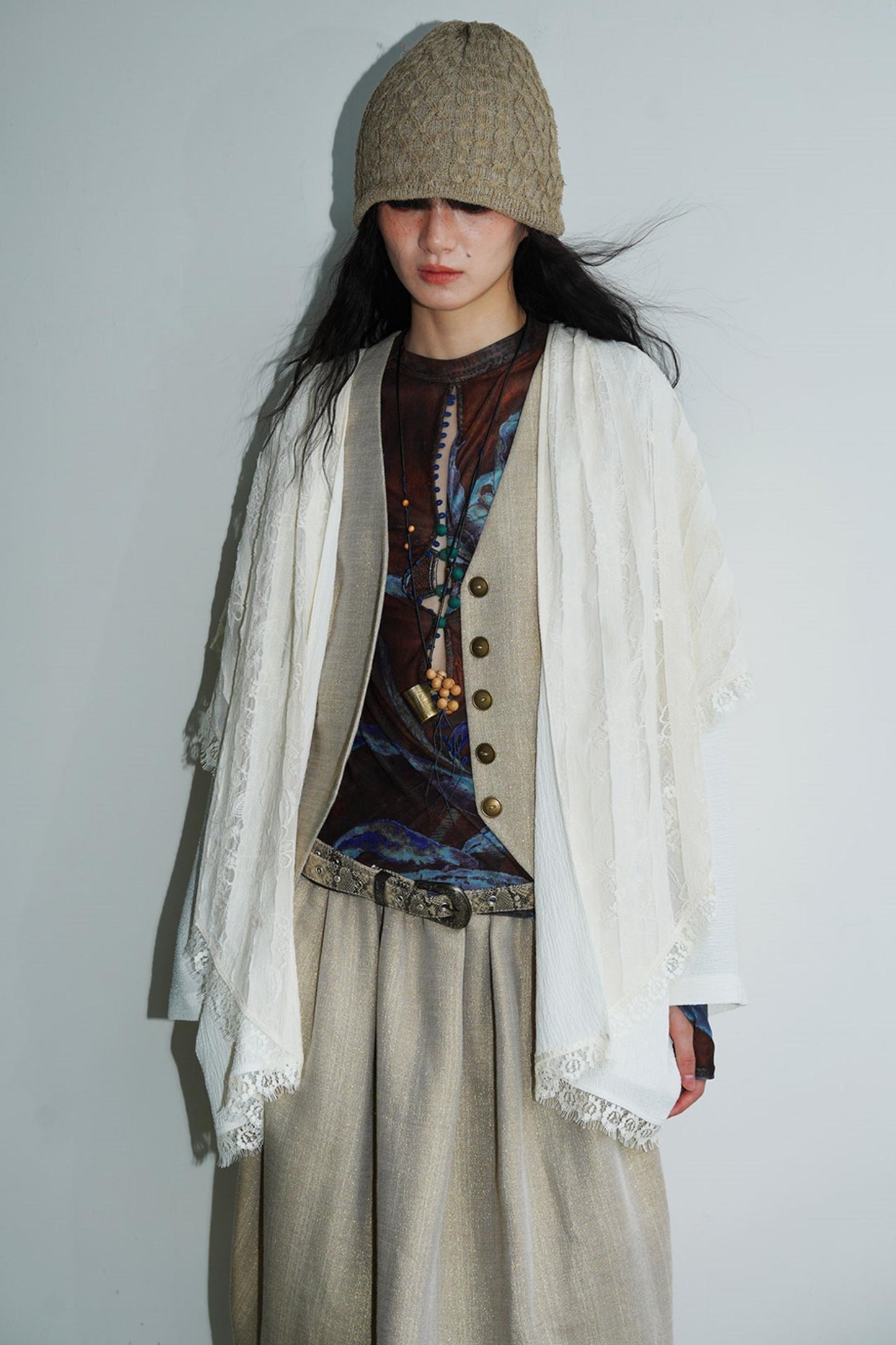 Vintage Paneled Lace Cropped Cardigan Coat