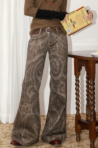 Tree Shadow Flared Denim Pants