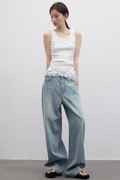Vintage Light Blue Wide-Leg Jeans