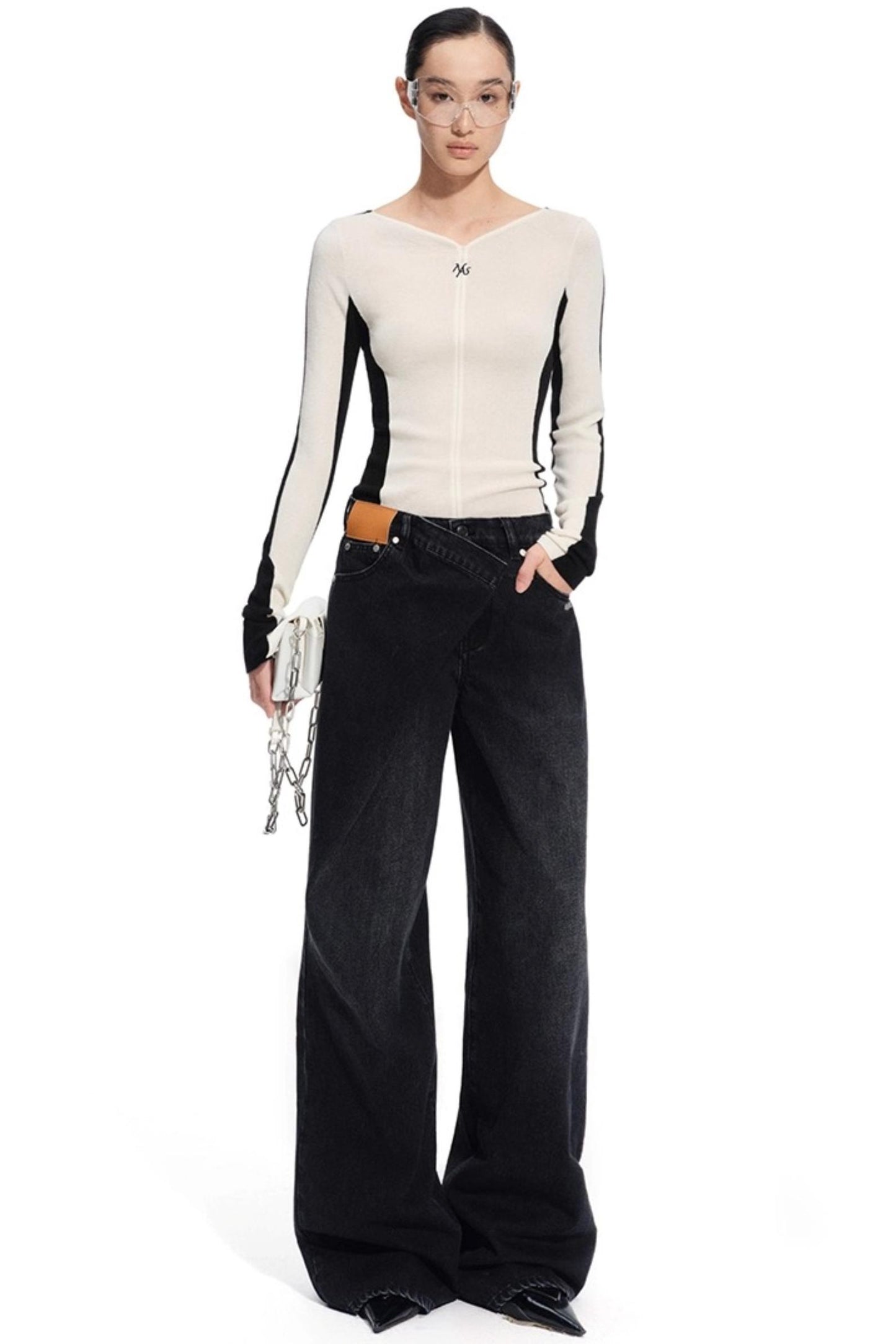 Cashmere V-Neck Contrast Cardigan